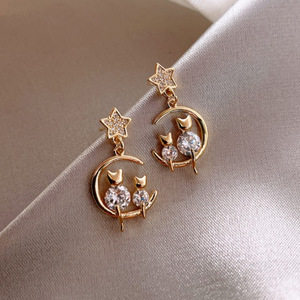 2022 New Trendy <span class=keywords><strong>Moon</strong></span> ciondola temperamento strass ciondolo ragazza festa gioielli regalo nappe orecchini per le donne - Product Image 5