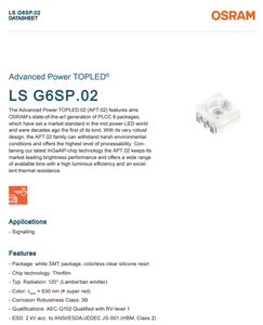 Original OSRAMs LS G6SP.02-6D5E-67-G3R3-140 630nm Super Red <b>LED</b> 8cd 22.7lm 140mA AEC-Q102 - Product Image 2