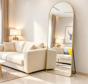 <b>Arched</b> Floor <b>Mirror</b> <b>Full</b> <b>Length</b> Body <b>Mirror</b> Aluminum Alloy Frame Glass Panel Decorative Standing <b>Mirror</b> for Bedroom Living Room - Product Image 1