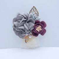 Feest Prom Kunstmatige Zijde Thee Rose Bruidsmeisje Bruid Corsage Pin Broche Bloem Corsage Armband