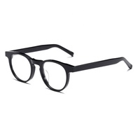 Gafas Redondas Vintage de Acetato Hechas a Mano, Diseño Coreano, Montura Retro Linda, Gafas Ópticas de Moda Literaria para Rostro Diamante