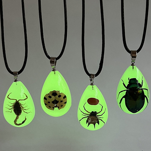 <span class=keywords><strong>Collana</strong></span> con Ciondolo Insetto Vero per Uomo, Campione di Insetto che si Illumina al Buio, Scorpione, Ragno, Scarabeo, <span class=keywords><strong>Coccinella</strong></span> in Resina d'Ambra - Product Image 3