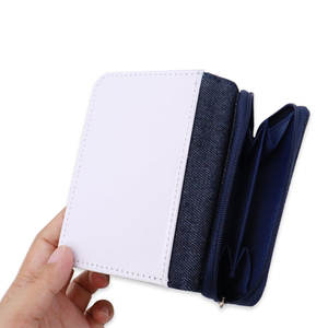 Diy patrón de moda Unisex viaje triple cartera en blanco vaquero cierre de cremallera cartera forro de lona sublimación de longitud corta - Product Image 3