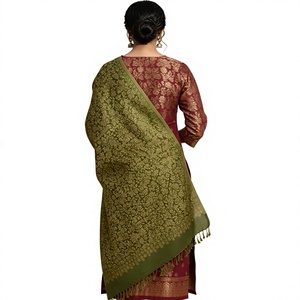 Chal de Pashmina para Mujer con Hilo Dorado y Diseño Floral, Bufanda Larga para Eventos Nocturnos, Viajes y Uso Diario - Product Image 2