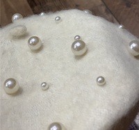 Intage-boina de lana con perlas para mujer, sombrero cálido de ballet con cuentas, elegante y liso
