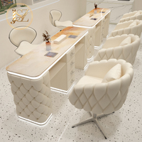 Ensemble table et chaise de manucure de luxe sur mesure avec plateau en marbre, bureau de travail moderne pour technicien(ne) de beauté individuel(le)
