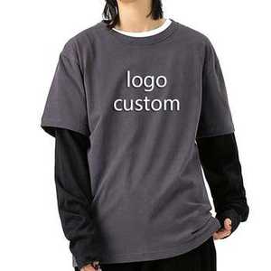 High Quality Oversized <b>Top</b> Custom Blank Double <b>Layer</b> Sleeve Tee Shirt Unisex Double <b>Layer</b> Long Sleeve t Shirt for Men - Product Image 1