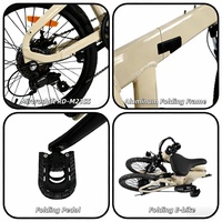 Vélo électrique pliable léger 20 pouces à pneus larges, batterie lithium 36V 10Ah, moteur moyeu arrière 250W, 7 vitesses, autonomie 60km, stock UE