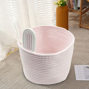 Cestino Portaoggetti <span class=keywords><strong>Piccolo</strong></span> Ecologico Pieghevole Rotondo in Corda di Cotone Intrecciata Personalizzabile per Bucato e Arredamento - Product Image 4