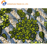 Kain Organza 100% Katun Tenun Polos Afrika Ankara Batik Hijau Zaitun Motif Bunga untuk Gaun, Bando, dan Pakaian Anak Perempuan & Laki-laki