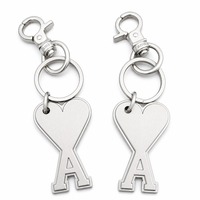 Porte-clés décapsuleur en alliage de zinc, pendentif argent satiné, breloque initiale gravée et imprimée en typographie, léger, cadeau pour sacs