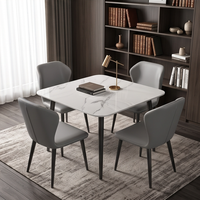 Table à manger ronde moderne et ensemble de 4 chaises, bureau de négociation en pierre frittée, chaise de réception, chaise de réunion, bureau, café, hôtel
