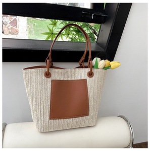 Sac fourre-tout en <span class=keywords><strong>paille</strong></span> de raphia personnalisé été mer plage garniture bon marché Ins sac à main tressé rétro tissé vacances vent <span class=keywords><strong>paille</strong></span> - Product Image 5