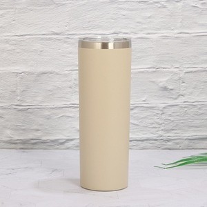 Gobelet isotherme droit et fin de 20 oz en acier inoxydable à double paroi avec couvercle et paille, pour sublimation de motifs pailletés - Product Image 6