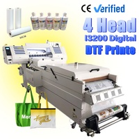 Impresora DTF de Alta Resolución de 60 cm, Impresora de Inyección de Tinta DTF I3200 de 24 Pulgadas con 4 Cabezales para Transferencia de Camisetas con Agitador de Polvo de Transferencia