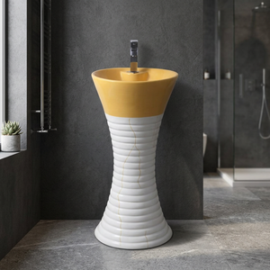 Nouvelle vasque sur pied carrée moderne en marbre, monobloc, de luxe, pour hôtel et sous-sol - Product Image 2