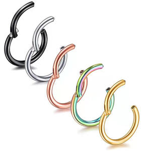 Anillos de Labio de Acero Médico de 1.2 mm de Grosor, Anillos de Nariz con Hebilla Sin Costuras, Joyería de Piercing Redonda de Acero Inoxidable Unisex - Product Image 2