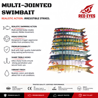 Échantillon Gratuit Leurre Souple Articulé Multi-Joints 13,5 CM Yeux Rouges pour Pêche au Silure et au Saumon en Eau Moyenne avec Hameçons
