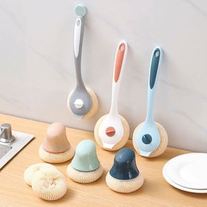 Cepillo de limpieza de ollas y tazones con mango largo, bola de alambre de acero nano, que no daña la olla - Product Image 2