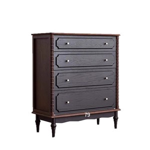 French Retro Solid Wood Four Drawer <b>Chest</b> <b>Storage</b> Cabinet Bedroom Entryway Freestanding Dresser - Product Image 3