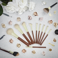 Lot de 10 pinceaux éventail professionnels en poils synthétiques de qualité supérieure, manche en aluminium, pour le maquillage du visage, le correcteur, le blush et le baume à lèvres