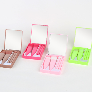 5pcs Portable Travel Makeup Brush Set with Mirror Mini Synthetic Hair Concealer Face Brushes - Product Image 1