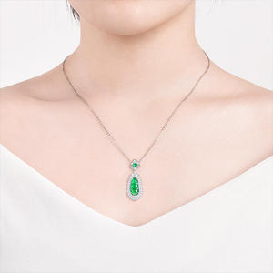 Pendentif en jade vert naturel, jadeite, argent S925, bijoux pour femmes, style chinois, cadeau avec certificat d'évaluation D651 - Product Image 5