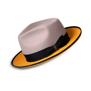 Light <b>purple</b> Wool Fedora <b>Hat</b> With Black Band Unisex Adult Casual Spring Autumn Formal Style - Product Image 2