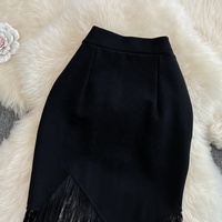 Jupe d'Été à Franges Taille Haute Irrégulière Moulante et Sexy