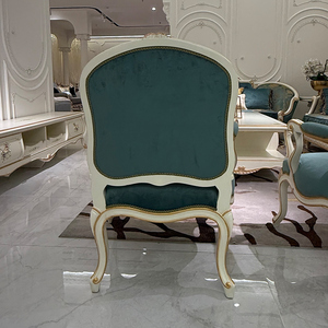 <span class=keywords><strong>Fauteuil</strong></span> d'appoint de salon Versailles <span class=keywords><strong>Louis</strong></span> <span class=keywords><strong>XV</strong></span>, style provincial français, sculpté à la main, doré, avec <span class=keywords><strong>tissu</strong></span> jacquard damassé festonné en velours - Product Image 3