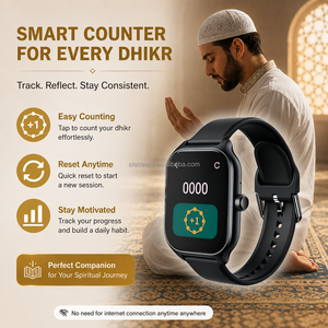 Montre Coran Qibla SH11 avec <span class=keywords><strong>boussole</strong></span> audio musulmane, GPS, suivi du sommeil, étanche IP65, affichage numérique de l'heure Al Azan, bracelet en cuir - Product Image 4