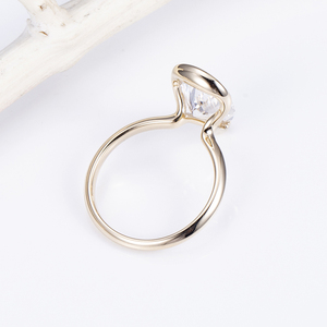Bague en or jaune 14 carats avec diamant en forme de poire Messi Jewelry MSR-1507 pour femmes - Product Image 3