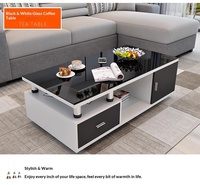 Meubles de salon en promotion, table basse carrée de haute qualité, moderne, en verre blanc, prix bas, style luxe léger, avec grand rangement
