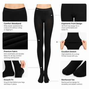 Collants <span class=keywords><strong>de</strong></span> compression pour femmes et hommes bout fermé <span class=keywords><strong>noir</strong></span> <span class=keywords><strong>opaque</strong></span> 20-30mmHg <span class=keywords><strong>bas</strong></span> <span class=keywords><strong>de</strong></span> compression gradués - Product Image 4