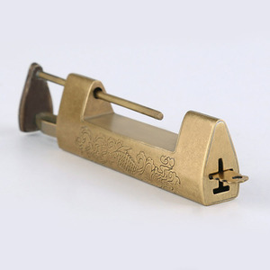 Cadenas horizontal en cuivre pur antique de 12 cm, <span class=keywords><strong>serrure</strong></span> rétro tout en cuivre, loquet <span class=keywords><strong>ancien</strong></span> pour boîte en bois - Product Image 3