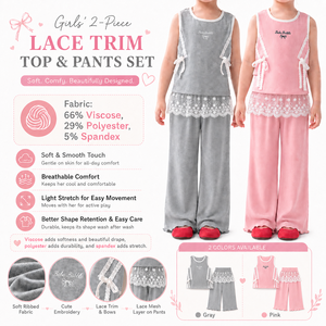 Conjunto de <span class=keywords><strong>Ropa</strong></span> Acanalada para Niñas, Verano 2026, Rosa, Top sin Mangas de Viscosa y Pantalones Acampanados, 2 Piezas, con Dobladillo de Encaje, Estilo Boutique, <span class=keywords><strong>Ropa</strong></span> de Descanso, 3-7 Años, Venta al por Mayor - Product Image 4
