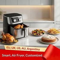 Friteuse à air électrique en acier inoxydable 8-12L 1400W multifonction antibactérienne sans huile avec protection contre la surchauffe et chauffage à 360° pour la maison