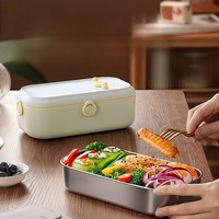 Kotak makan siang listrik portabel, kotak makan siang Bento baja tahan karat hadiah Natal