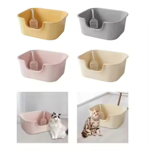 Halb geschlossene offene Katzen toilette mit Mülls chaufel, High Edge Cat Katzen toilette, tragbare Toiletten schüssel für Haustiere und Zubehör - Product Image 6
