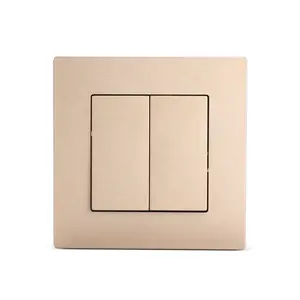Wall Decorative White Black Gold Grey Fireproof PC Cover European Standard Home Hotel 2 Gang 1 Way 2 Way Wall Light Switch