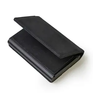 2024 nouveau design en cuir pop up portefeuille poche avant porte-carte à puce en cuir PU portefeuille en aluminium pour hommes