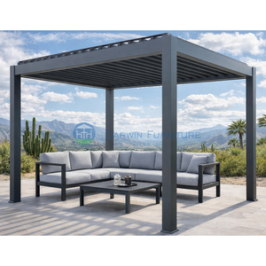 <span class=keywords><strong>Pergola</strong></span> <span class=keywords><strong>bioclimatique</strong></span> motorisée autoportante en aluminium à design moderne, avec lames orientables, cadre étanche thermolaqué, garantie 10 ans - Product Image 1