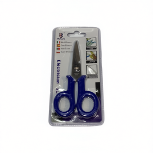 Electrician Scissors Blue Handle 12Pcs Pack For Wire Cutting And Stripping - Product Image 1