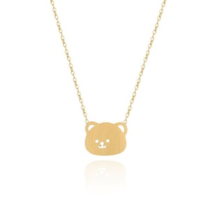 Collier en acier inoxydable plaqué or 18 carats avec pendentif en forme d'ours simple de haute qualité 2020 - Product Image 1