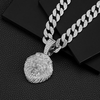 Hip Hop Style tour de cou clavicule chaîne personnalité hommes Cool pleine perceuse tridimensionnelle tête de Lion pendentif chaîne cubaine collier