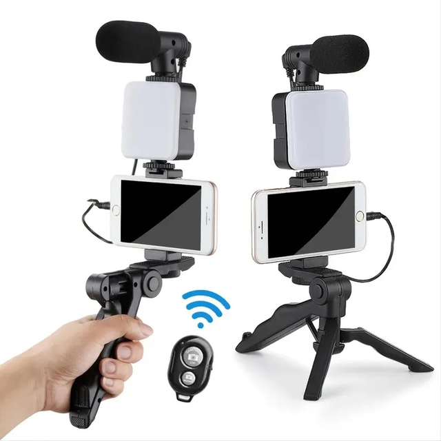 Video-Making Kit Camera Phone Octopus Tripod Video Kit Led Light Microphone Tripod Hands Video Lighting Kit Selfie Stick
