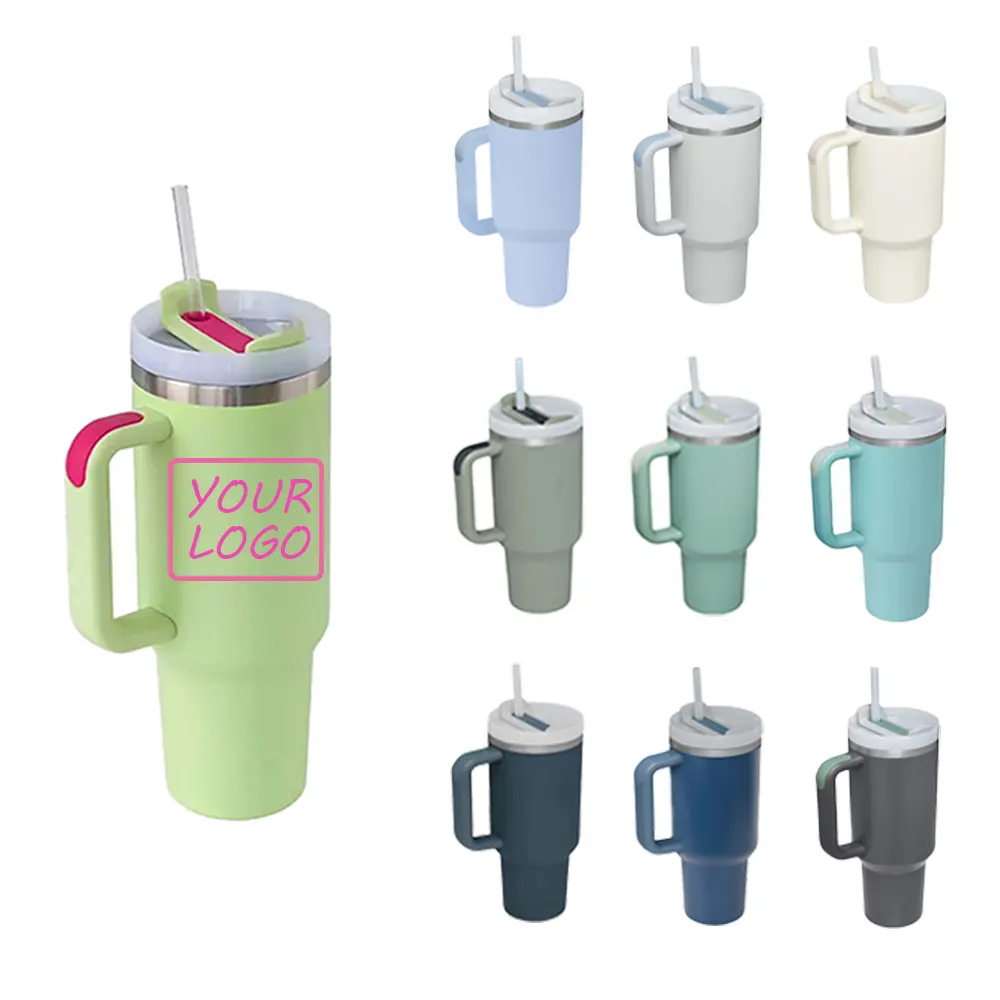 Tumblers Wholesale Bulk Large Custom Travel Mugs Stainless Steel 40 oz 40oz Custom Quencher Tumbler with Handle and Straw