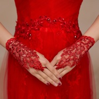 Gants de mariée en dentelle pour robe de mariée, sans doigts, à crochet, ajourés, perlés, ouverts aux doigts, accessoires de mariage en gros