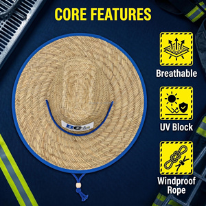 Chapeau <span class=keywords><strong>de</strong></span> paille Panama anti-UV à large bord pour l'extérieur, protection solaire, style sauveteur <span class=keywords><strong>de</strong></span> <span class=keywords><strong>plage</strong></span>, avec logo personnalisé, bordure et doublure imprimées - Product Image 4