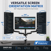 Support triple moniteur avec gestion intégrée des câbles, support de bureau robuste pour le bureau